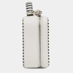 Pre Owned Chanel White Medium Caviar CC Filigree Vanity Case