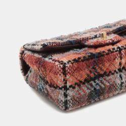 Pre Owned Chanel Orange Mini Rectangular Classic Tweed Single Flap