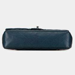 Pre Owned Chanel Blue Medium Classic Caviar Double Flap