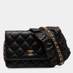 Pre Owned Chanel Black Lambskin Romance Wallet On Chain