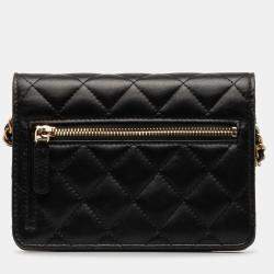 Pre Owned Chanel Black Lambskin Romance Wallet On Chain