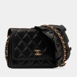 Pre Owned Chanel Black Lambskin Romance Wallet On Chain