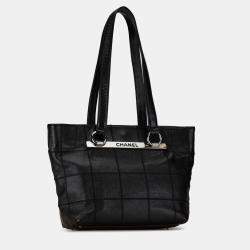 Pre Owned Chanel Black Caviar Choco Bar Tote