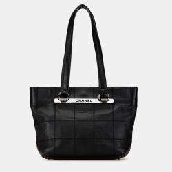 Pre Owned Chanel Black Caviar Choco Bar Tote
