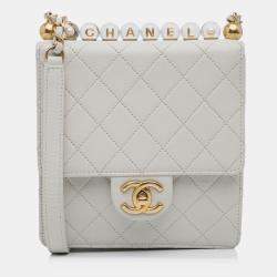 Pre Owned Chanel White Mini Chic Pearls Crossbody