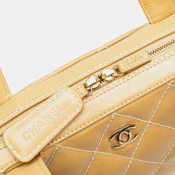 Pre Owned Chanel Beige CC Wild Stitch Handbag