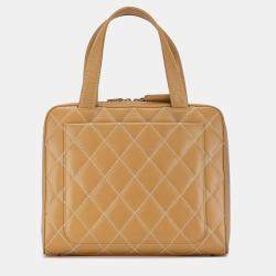 Pre Owned Chanel Beige CC Wild Stitch Handbag