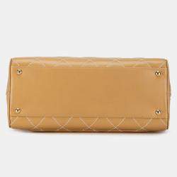 Pre Owned Chanel Beige CC Wild Stitch Handbag