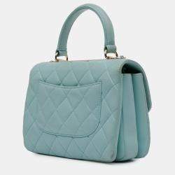 Pre Owned Chanel Blue Small Quilted Lambskin Trendy CC Flap