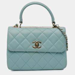 Pre Owned Chanel Blue Small Quilted Lambskin Trendy CC Flap