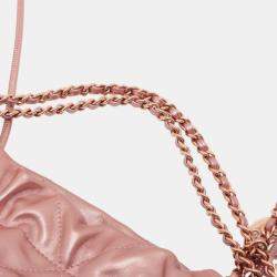 Pre Owned Chanel Pink Mini Quilted Metallic Calfskin 22 Handbag