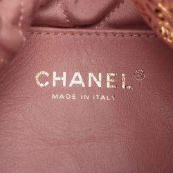 Pre Owned Chanel Pink Mini Quilted Metallic Calfskin 22 Handbag