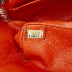 Pre Owned Chanel Orange Mini Rectangular Classic Lambskin Single Flap