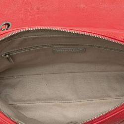 Pre Owned Chanel Red Jumbo Caviar Easy Flap Bag