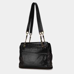 Pre Owned Chanel Black CC Lambskin Chain Tote