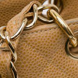 Pre Owned Chanel Brown Caviar Petite Shopping Tote