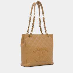 Pre Owned Chanel Brown Caviar Petite Shopping Tote