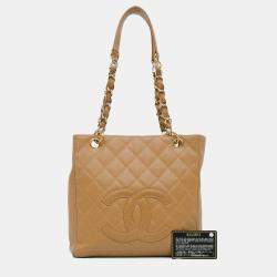 Pre Owned Chanel Brown Caviar Petite Shopping Tote