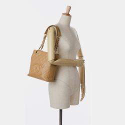 Pre Owned Chanel Brown Caviar Petite Shopping Tote