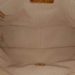 Pre Owned Chanel Beige/White Medium Crochet Calfskin 19 Flap