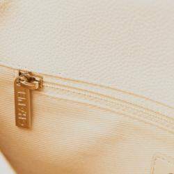 Pre Owned Chanel Beige Medium Caviar Paris Cuba Thread Around Flap