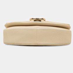 Pre Owned Chanel Beige Medium Caviar Paris Cuba Thread Around Flap