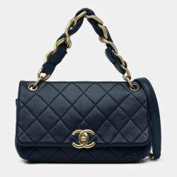 Pre Owned Chanel Navy Blue Quilted Lambskin Chain is More Flap