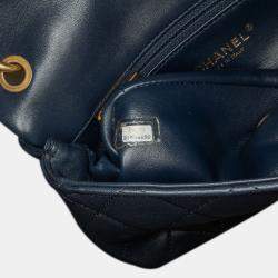 Pre Owned Chanel Navy Blue Quilted Lambskin Chain is More Flap