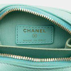 Pre Owned Chanel Blue CC Quilted Caviar Zip Phone Case