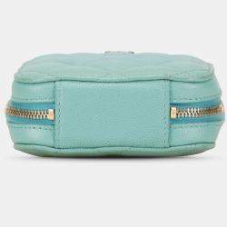 Pre Owned Chanel Blue CC Quilted Caviar Zip Phone Case