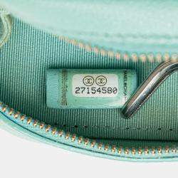 Pre Owned Chanel Blue CC Quilted Caviar Zip Phone Case