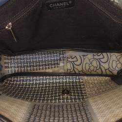 Pre Owned Chanel Black/White Jumbo PVC and Tweed Patchwork Single Flap