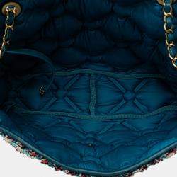 Pre Owned Chanel Blue Maxi Tweed Chesterfield Single Flap