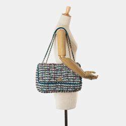 Pre Owned Chanel Blue Maxi Tweed Chesterfield Single Flap