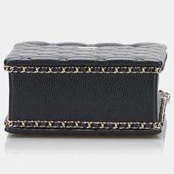 Pre Owned Chanel Black Mini Caviar Chain Around Cut Out Evening Bag