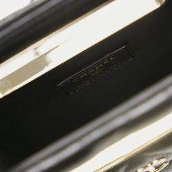 Pre Owned Chanel Black Mini Caviar Chain Around Cut Out Evening Bag