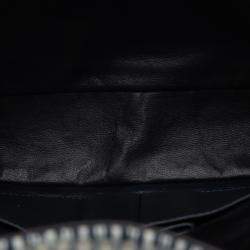 Pre Owned Chanel Beige/Navy Blue Medium Cotton Striped Double Flap