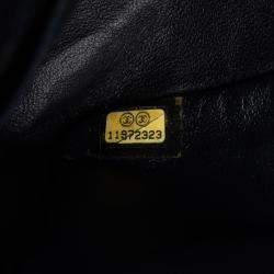 Pre Owned Chanel Beige/Navy Blue Medium Cotton Striped Double Flap