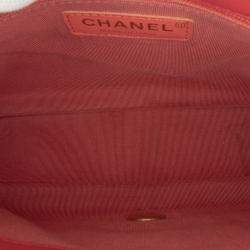 Pre Owned Chanel Red Medium Lambskin In The Loop Flap