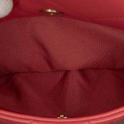 Pre Owned Chanel Red Medium Lambskin In The Loop Flap