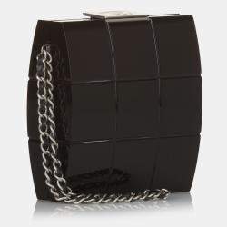 Pre Owned Chanel Black Choco Bar Lucite Perspex Clutch