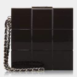 Pre Owned Chanel Black Choco Bar Lucite Perspex Clutch
