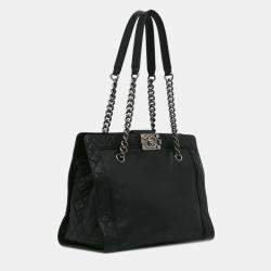 Pre Owned Chanel Black Medium Calfskin Boy Reverso Shopping Tote