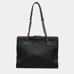 Pre Owned Chanel Black Medium Calfskin Boy Reverso Shopping Tote