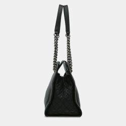 Pre Owned Chanel Black Medium Calfskin Boy Reverso Shopping Tote