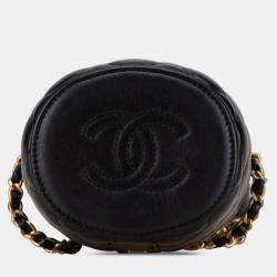 Pre Owned Chanel Black Mini Lambskin Crown Box Bag