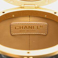 Pre Owned Chanel Black Mini Lambskin Crown Box Bag