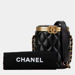 Pre Owned Chanel Black Mini Lambskin Crown Box Bag