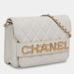 Pre Owned Chanel White Enchained Wallet on Chain