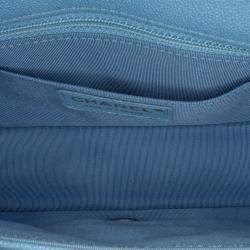 Pre Owned Chanel Beige/Blue CC Quilted Caviar Single Flap